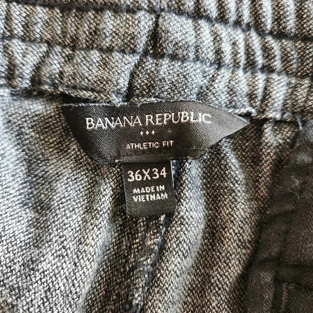 Banana Republic Linen‎ Blend Pants 36x29 Athletic Fit Gray Pull on Drawstring